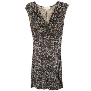 Anthro Ruched Lace Jersey Knit Floral Mini Shift Dress